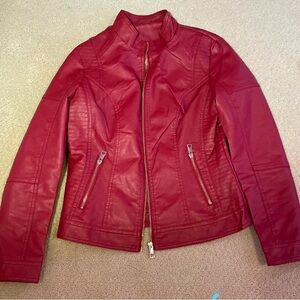 Women's Red Faux Leather Jacket